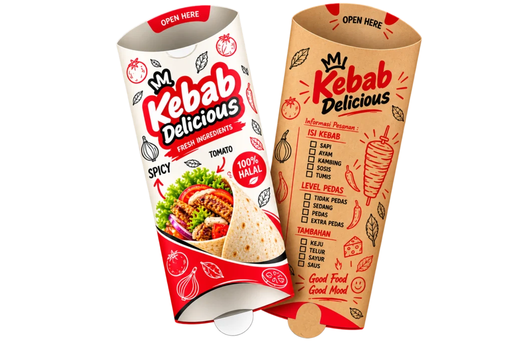 Kebab Packaging - Pillow Box Kebab Custom