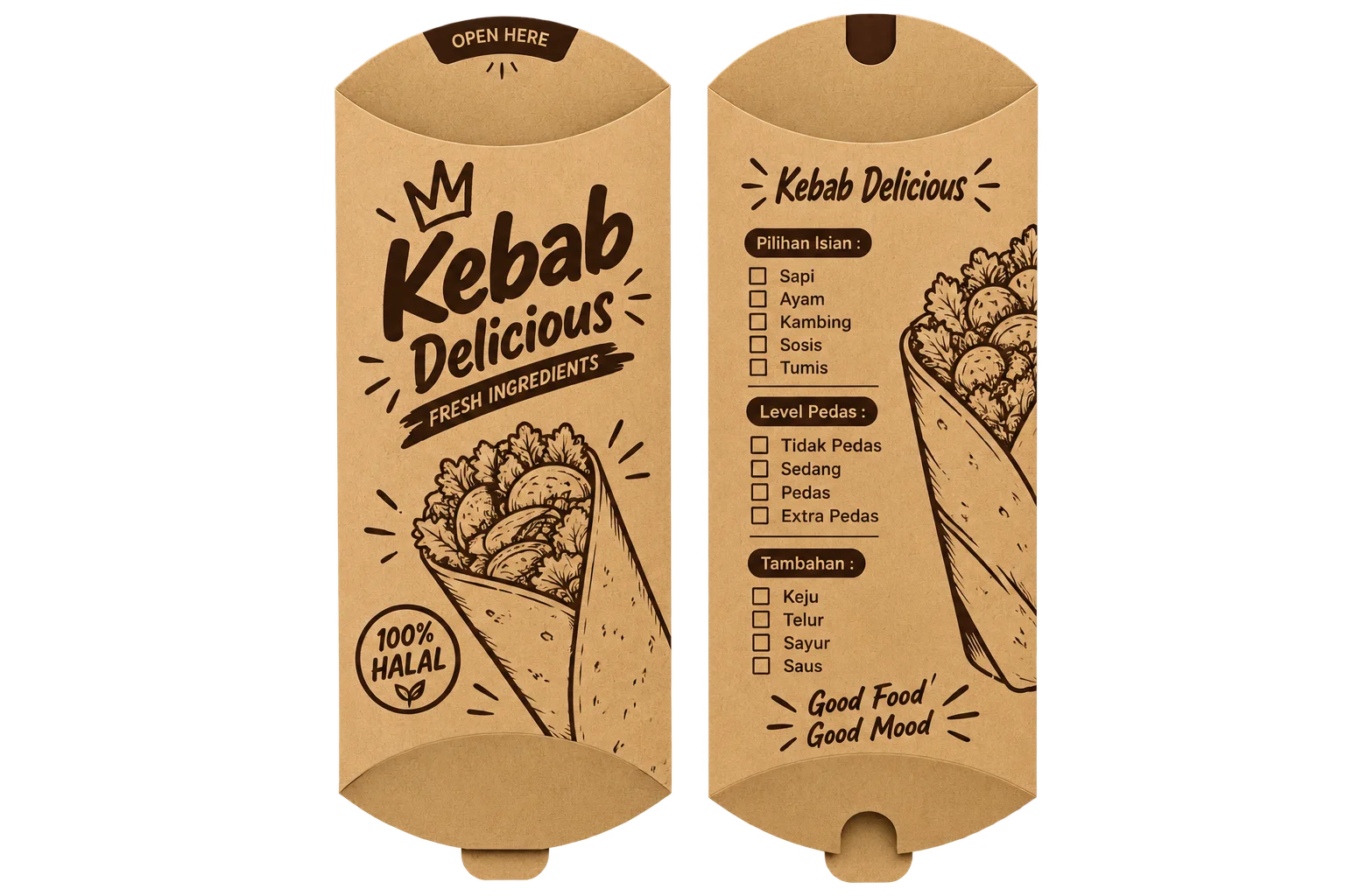 Dus Kebab Pillow Kraft Coklat